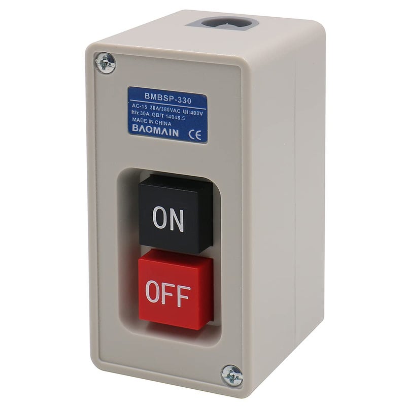 Baomain Self-Locking Push Button Switch 3-Phase 30A 3.7KW, Industrial 3-Pole Heavy Duty,BMBSP-330/TBSP-330 - Image 1
